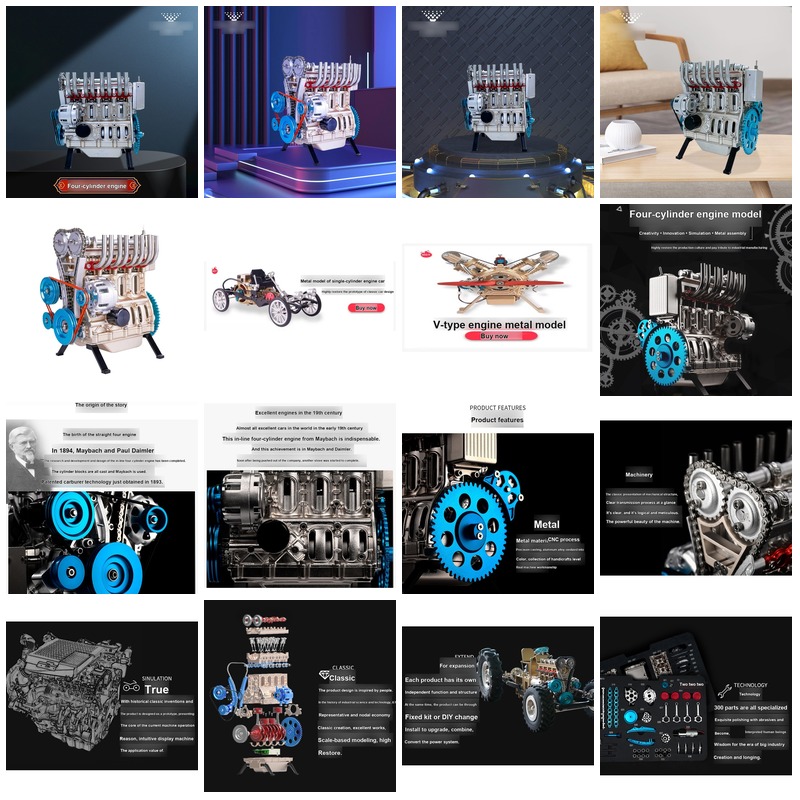 3D DIY Inline Four-Cylinder En - Model Kit Engine ulasan dan harga